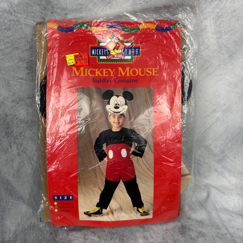 Vintage 90s Mickey Mouse Toddler Costume Disney Halloween Outfit Medium 2-4